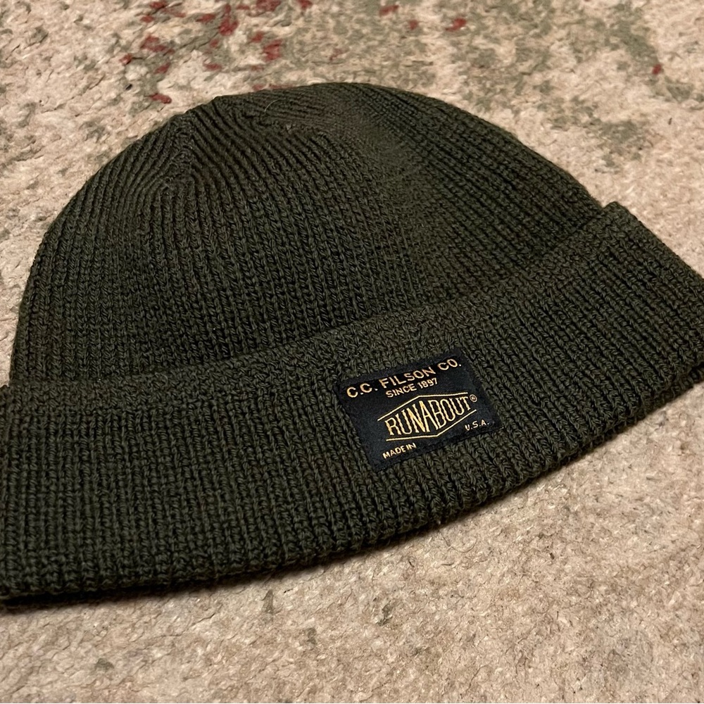 RARE Filson x Runabout Goods Olive Green Watch Cap Beanie Wool Hat ~ Made in USA
